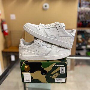 A bathing ape Bape sk8 sta triple white sneakers men’s size 8.5